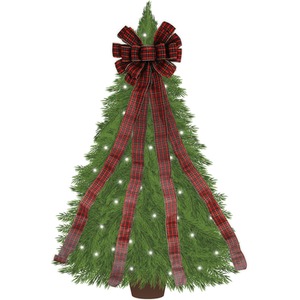 Large Tartan Christmas Tree Topper Bow Traditional Fabric Tartan Bow 33cmx127cm