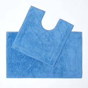 Cobalt Blue Luxury Reversible Cotton Bath Mat Set shot 4226107