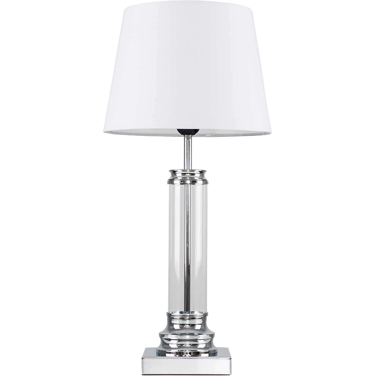 Silver Modern Clear Glass Touch Floor Lamp With White Shade - Silver