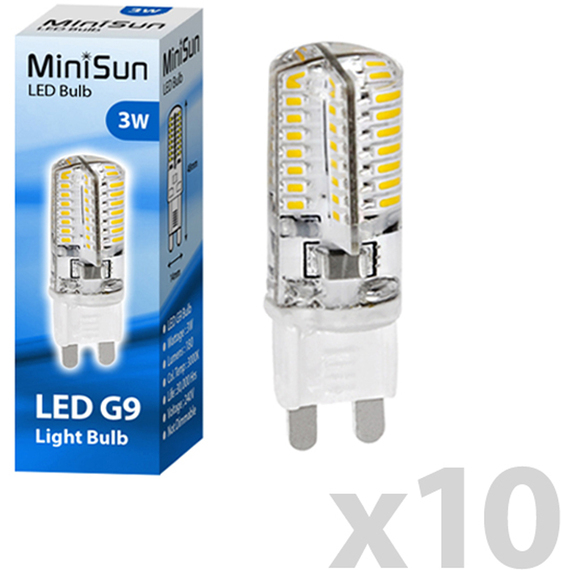 10 Pack G9 Clear Thermal Plastic Capsule LED 2.6W 3000K 180lm Light Bulb
