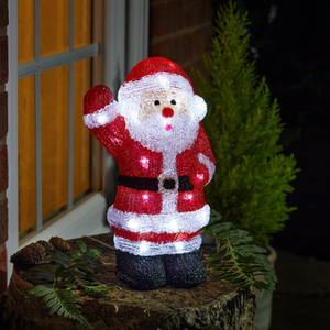 Battery Operated LED Light up Acrylic Christmas Santa Decoration