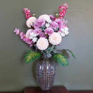 Dahlia Artificial Flowers Tropical Blossom Bubble Vase