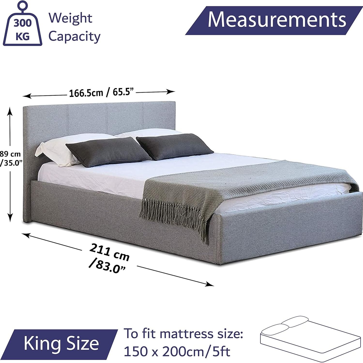 Grey Side Lifting Ottoman Storage Bed With Hybrid Sprung Memory Foam Mattress - Grey Single