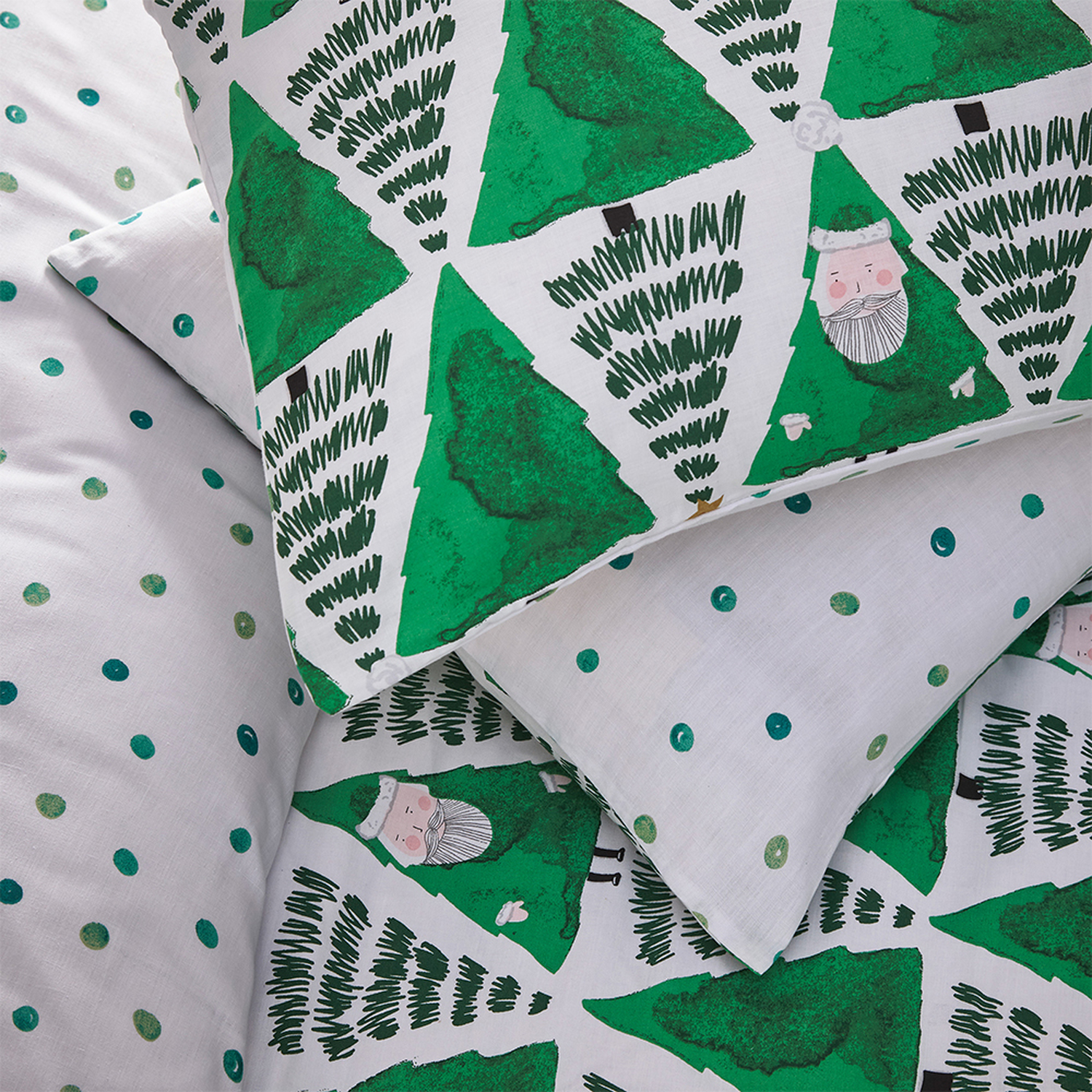 Hide And Seek Santa Christmas Duvet Cover Set - Green Superking