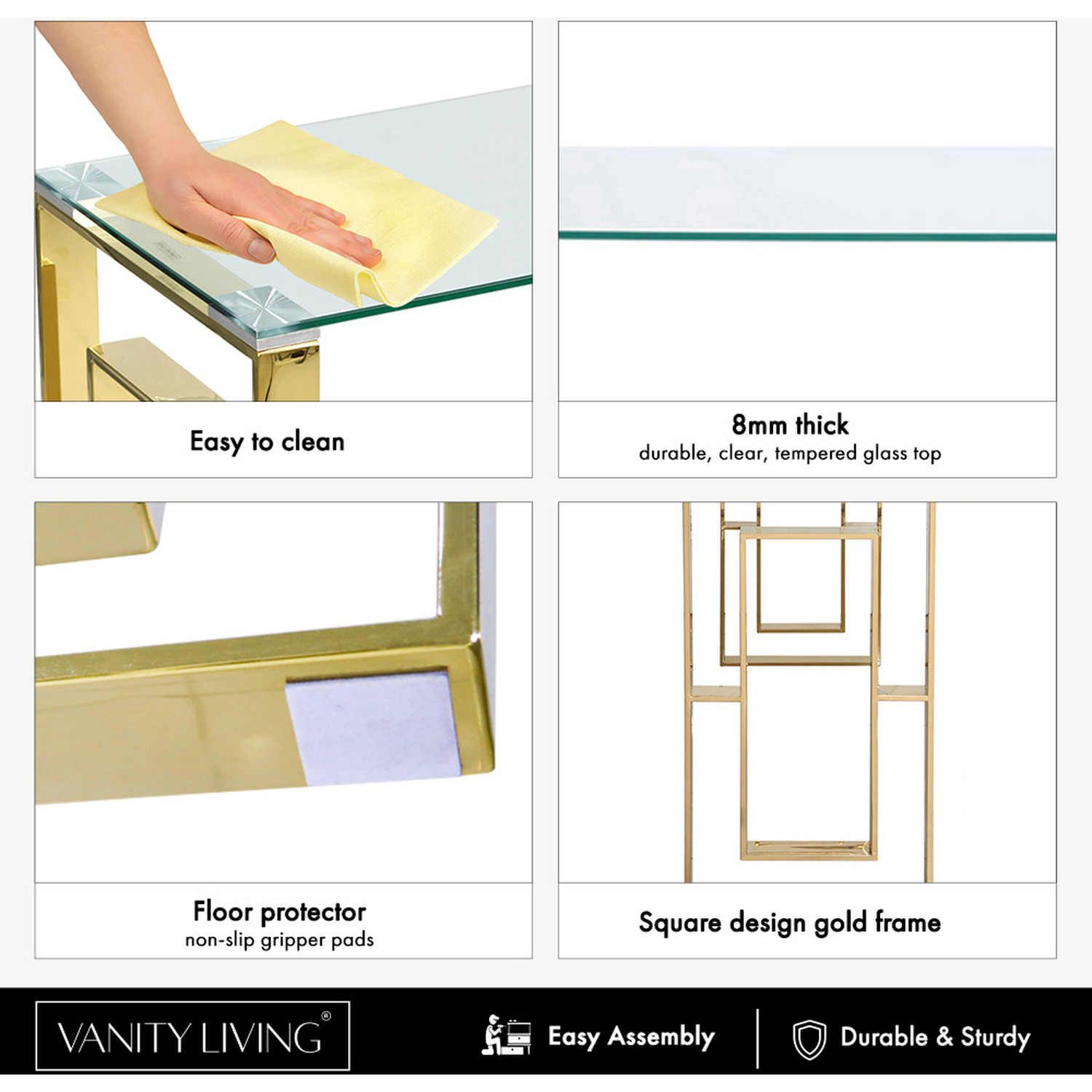 Wide Console Table For Hallway Living Room - Luxury Gold
