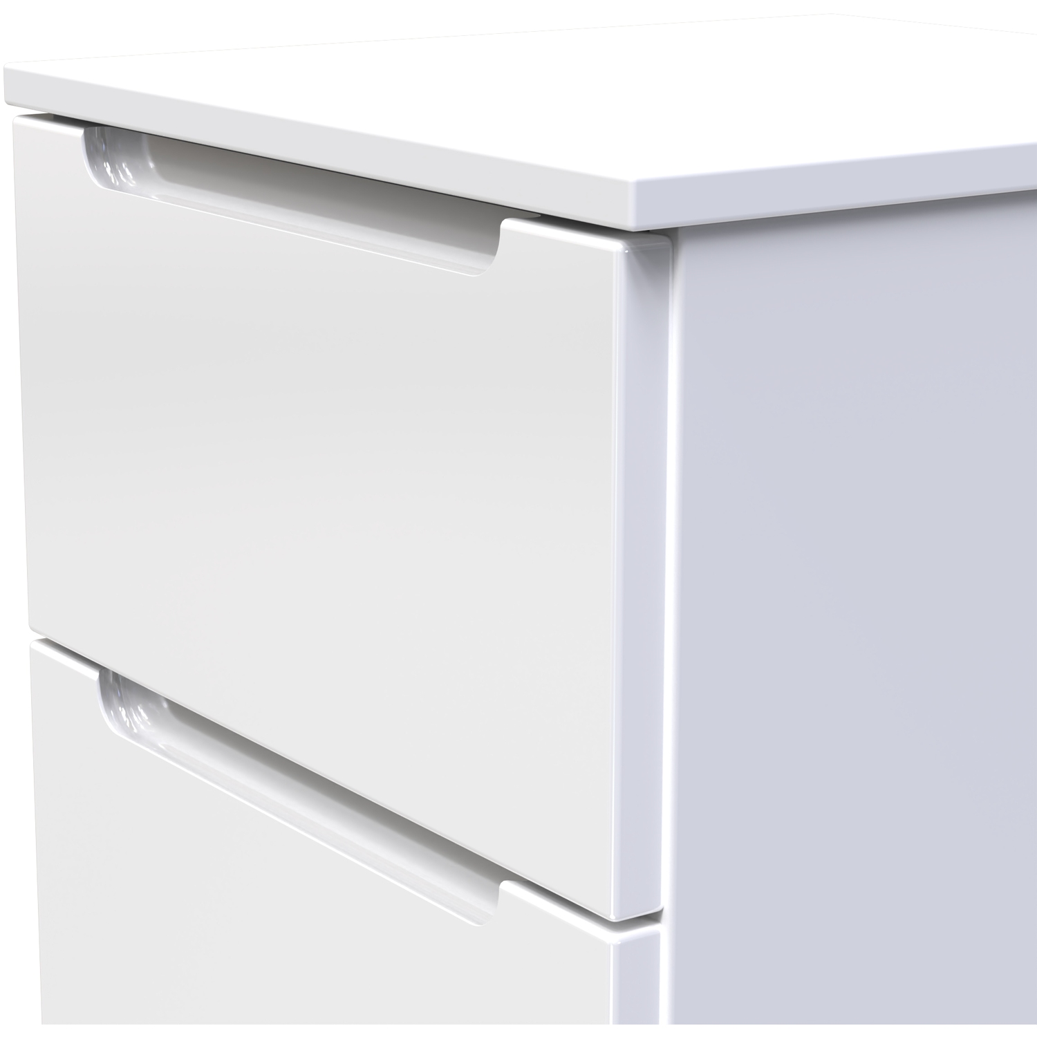 Milan Fully Assembled 3 Drawer Bedside Cabinet - White Gloss White