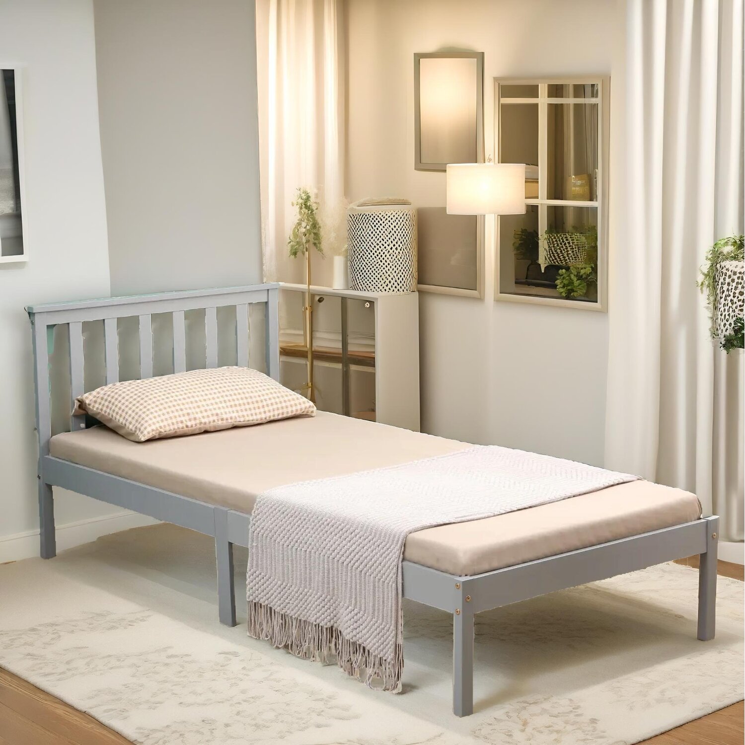 Single 3ft Bed Frame In Pine - Grey