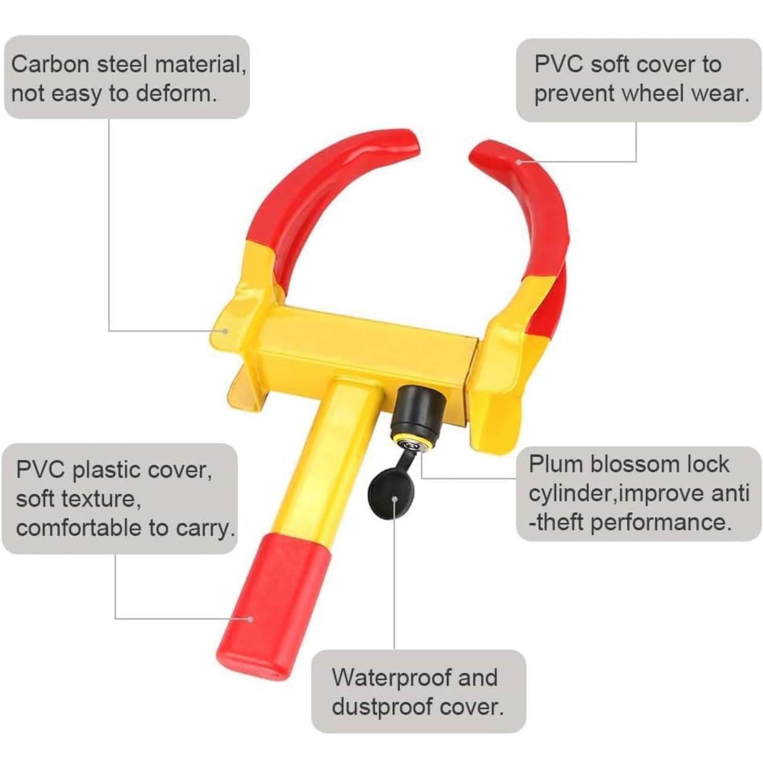 Clamp Key Lock Wheel Clamp Lock Car Clamp with 2 Keys Anti Theft Trailer