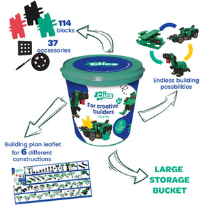 Clics Bucket Dino World Click and Play Bucket 181 Pieces
