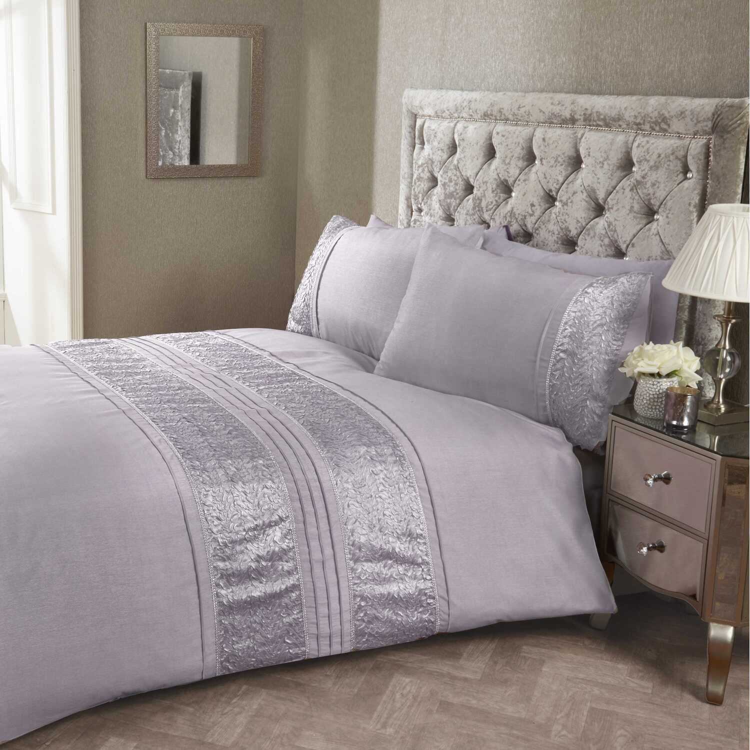 Aurora Polycotton Duvet Set With Pillowcase - Heather