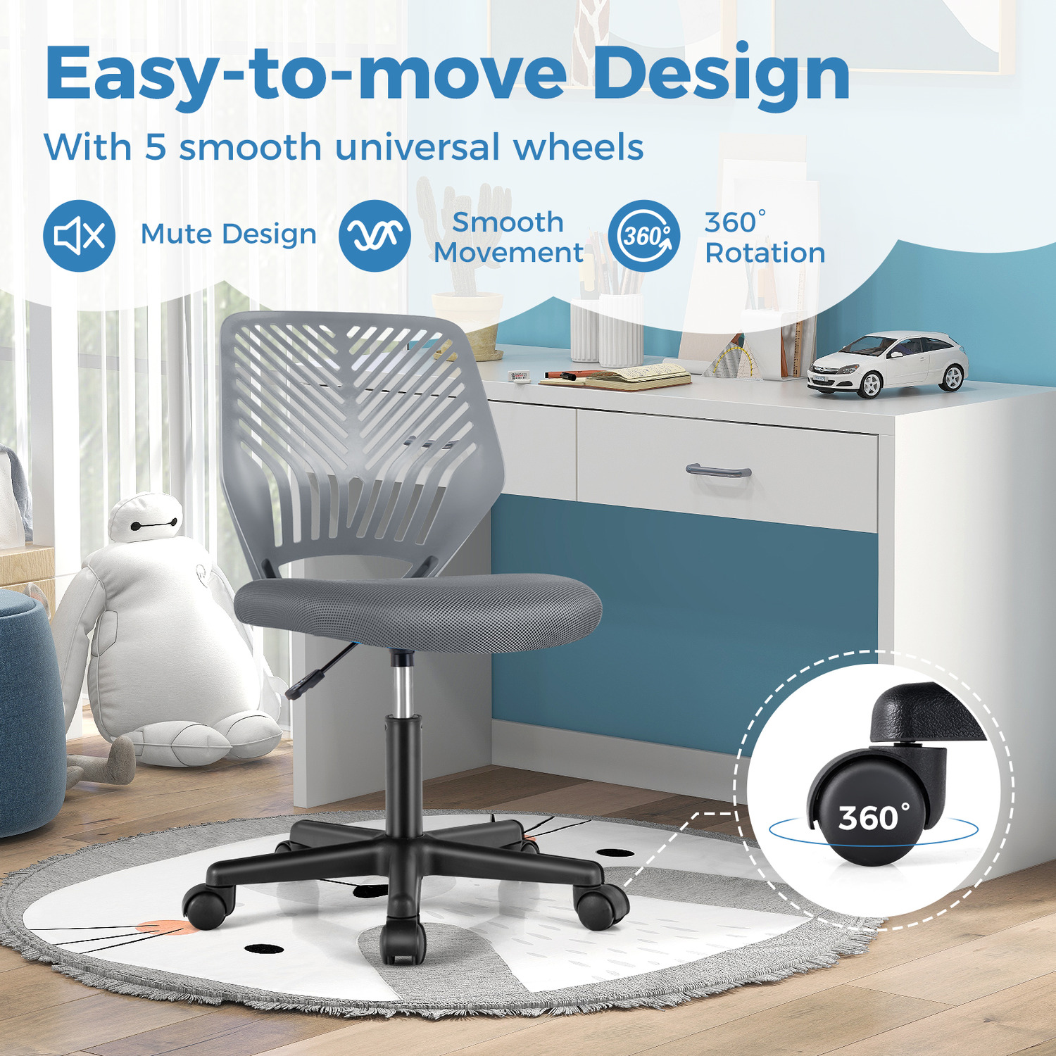 Kids Mesh Computer Chair - Grey