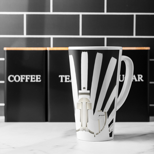 Art Deco Skyscraper In Black  White Latte Mug