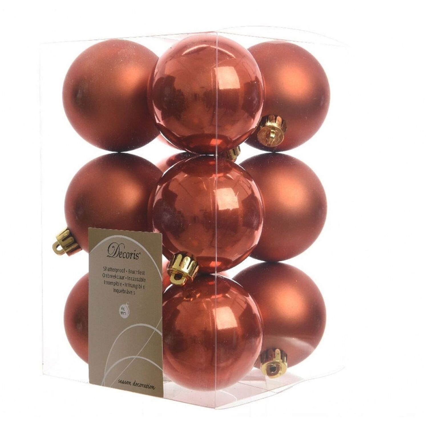 Decoris 12 Autumn Red Christmas Tree Baubles - Red / 1