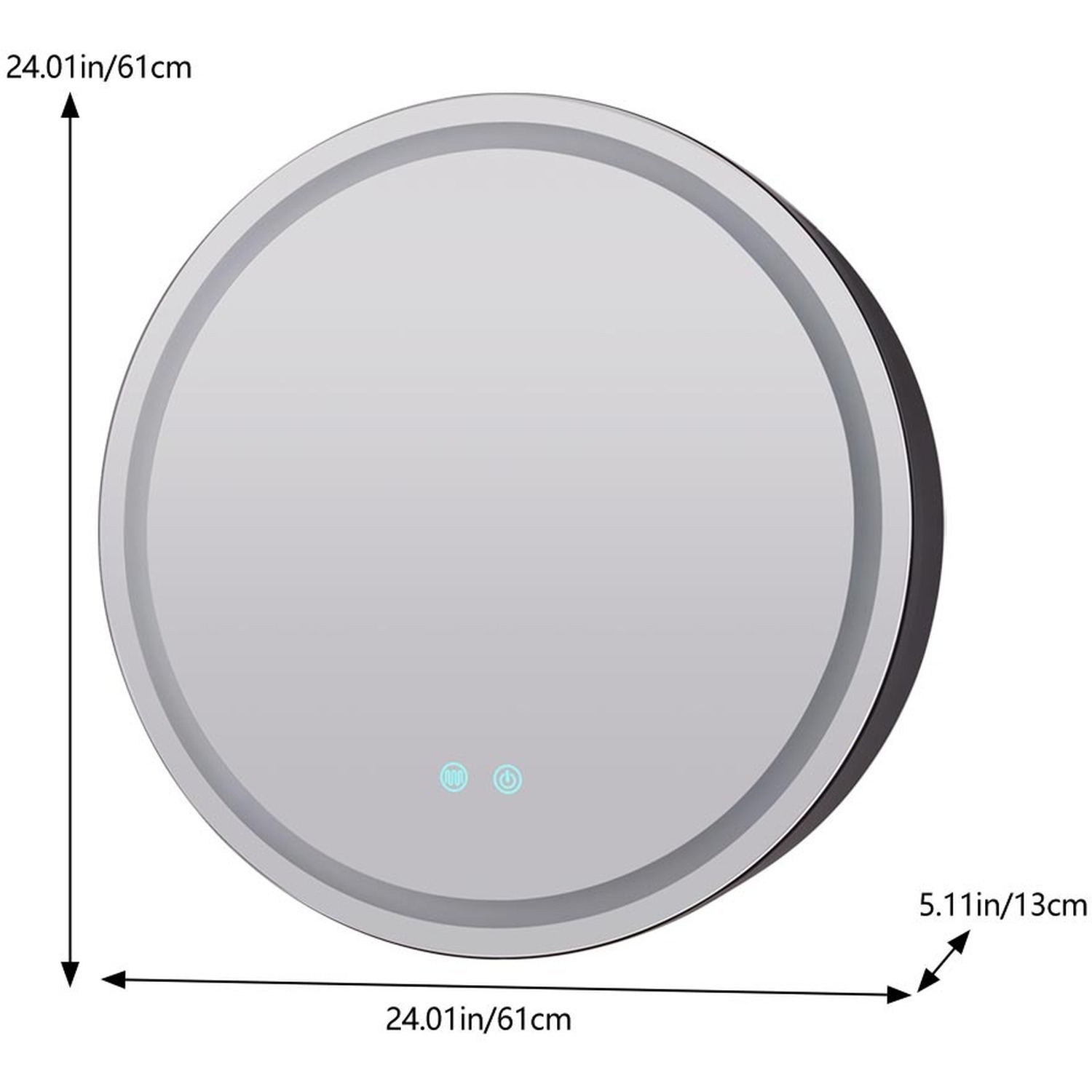 Round Anti-fog Wall-mounted Led Dimmable Mirror Cabinet - Black