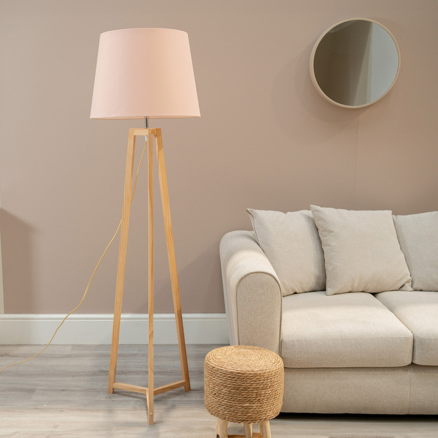 Image of Lottie Natural Floor Lamp with Tapered&hellip;