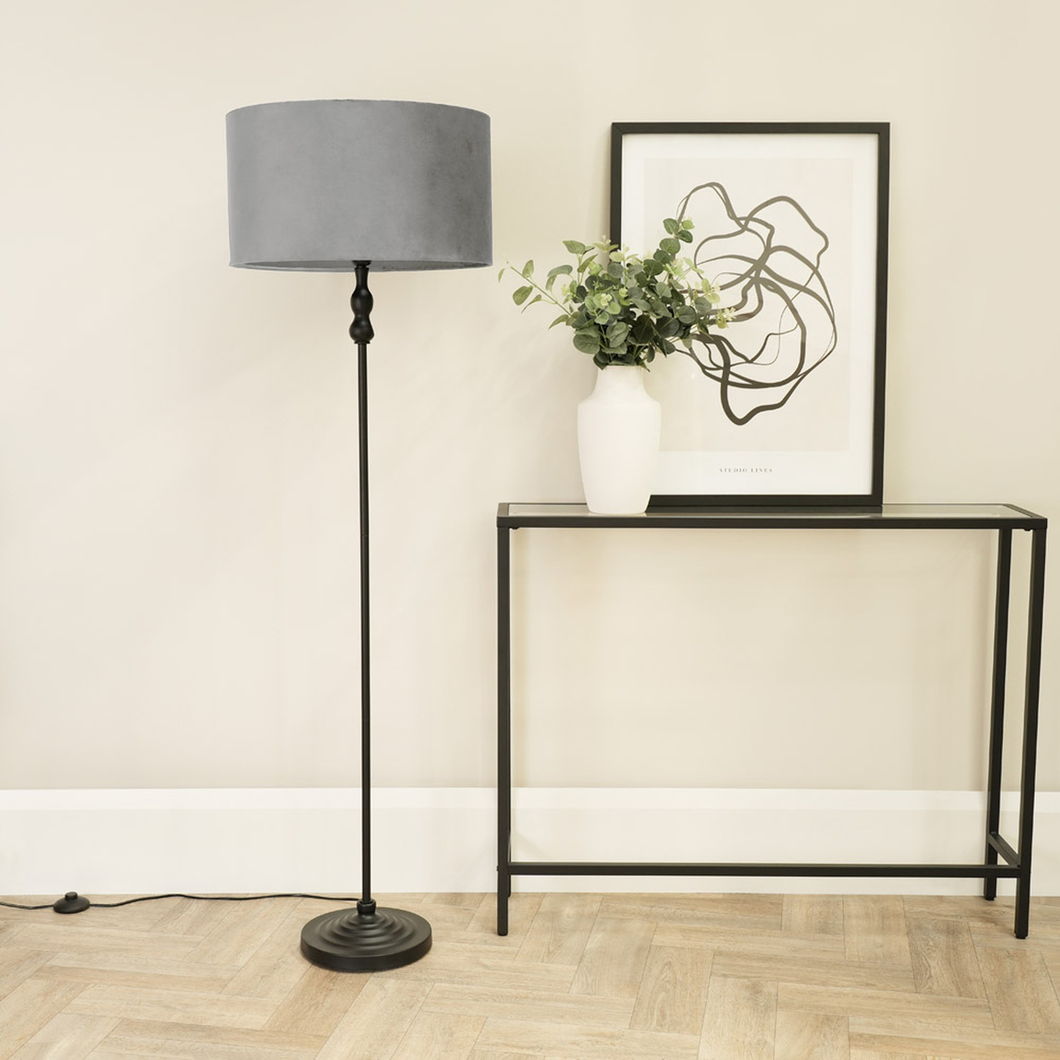 Image of Maggie Floor Lamp with Velvet Drum&hellip;