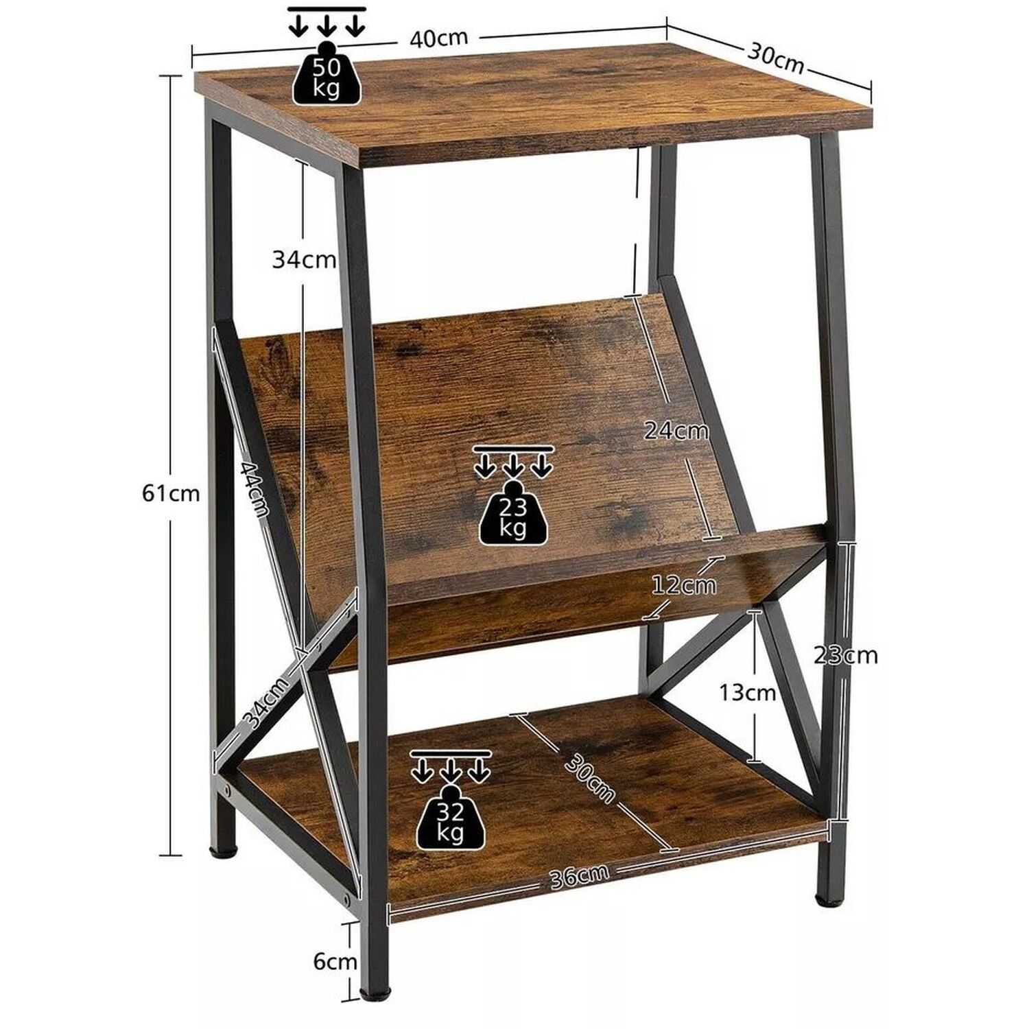 Bedside Table with Book Shelf