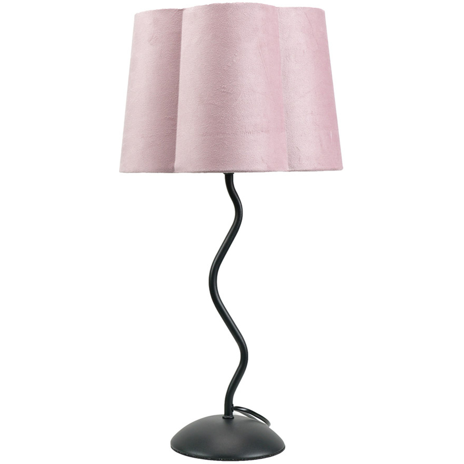 Wiggle Black Metal Single Stem Table Lamp with Velvet Scallop Lamp Shade - Blush Pink / Bulb Included