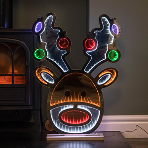 Light up Stag's Head Christmas Infinity Decoration with LEDs