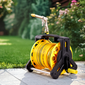 Portable Watering Hose Reel Set with 3 Modes Spray Gun