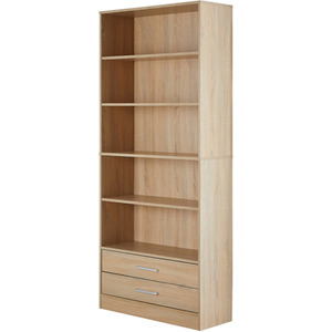 Oak Effect Home Source Clara Tall Wide 2 Drawer Storage Bookcase  shot 7021533