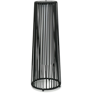 Large Black PE Rattan Solar Floor Lamp
