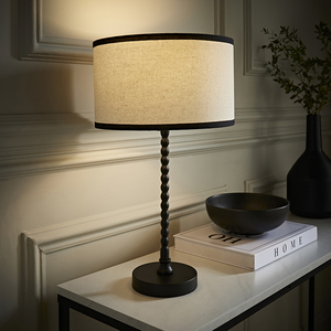 Maeve Bobble Table Lamp with Trim Linen Shade