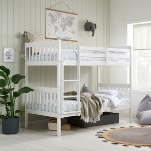 Children's White Wooden Bunk Bed Single Birlea