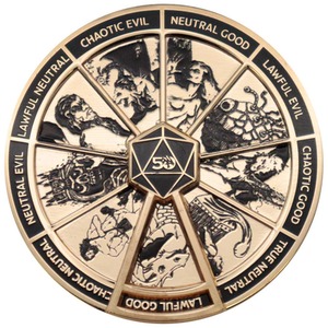 Dungeons  Dragons 50th Anniversary Antique Gold Spinner Pin Badge