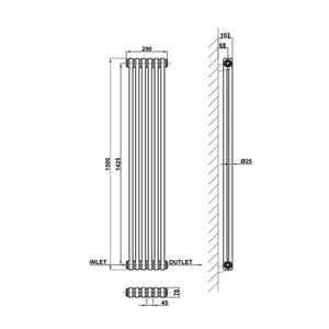 Anthracite / 150cm / 29cm Vertical Traditional Cast Iron Style Radiator 1500-1800mm 2 Column Anthracite shot 8210056