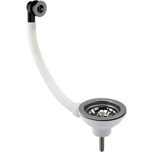 Fireclay Sink Basket Strainer Waste with Overflow Brushed Pewter 90mm