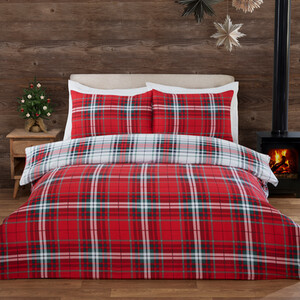 Christmas Tartan Red Duvet Set