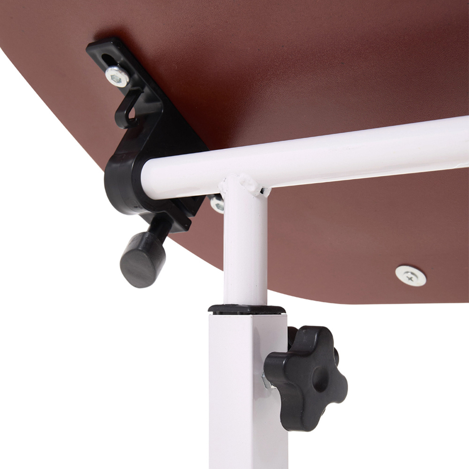 Height Adjustable C-shape Bedside Table - Wood Colour White
