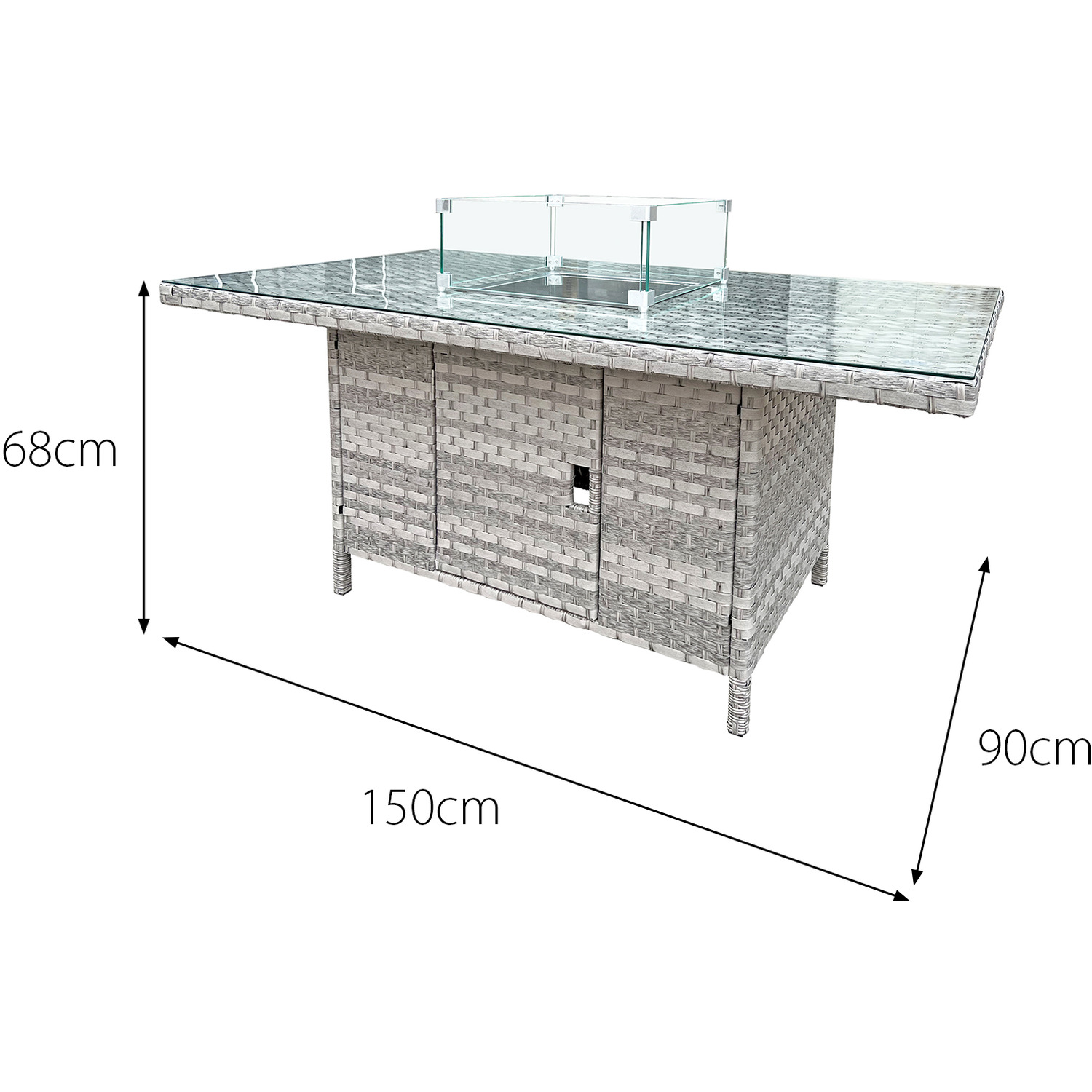 Malta Xs Rattan 9 Seat Firepit Table Set - Dove Grey