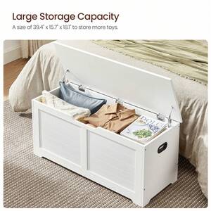 White VASAGLE Chest, Bench, Blanket Box with 2 Safety Hinges, Shoe Bench shot 9301321
