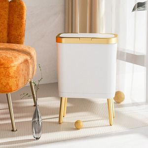 Livingandhome Rubbish Bin with Lid and Hidden Bag Ring