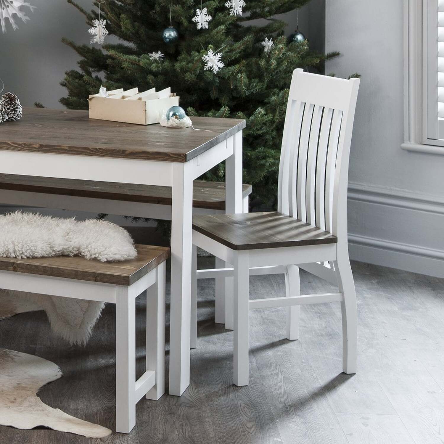 Nordic Dining Table - White Dark Pine