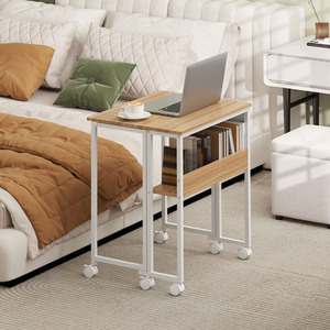 HOMCOM Folding Desk with Open Shelf Storage Bag on Wheels