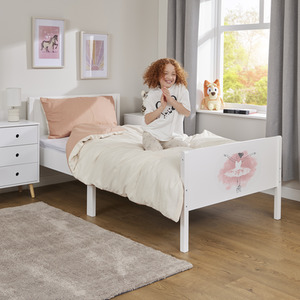 Kids Single White Bed - Ballerina