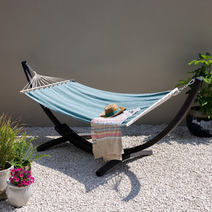 Charcoal And Sage Hammock with Wooden Stand