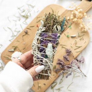 Ritual Smudge Wand With Rosemary Sage And Aventurine