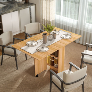 HOMCOM Foldable Dining Table with Storage Shelves
