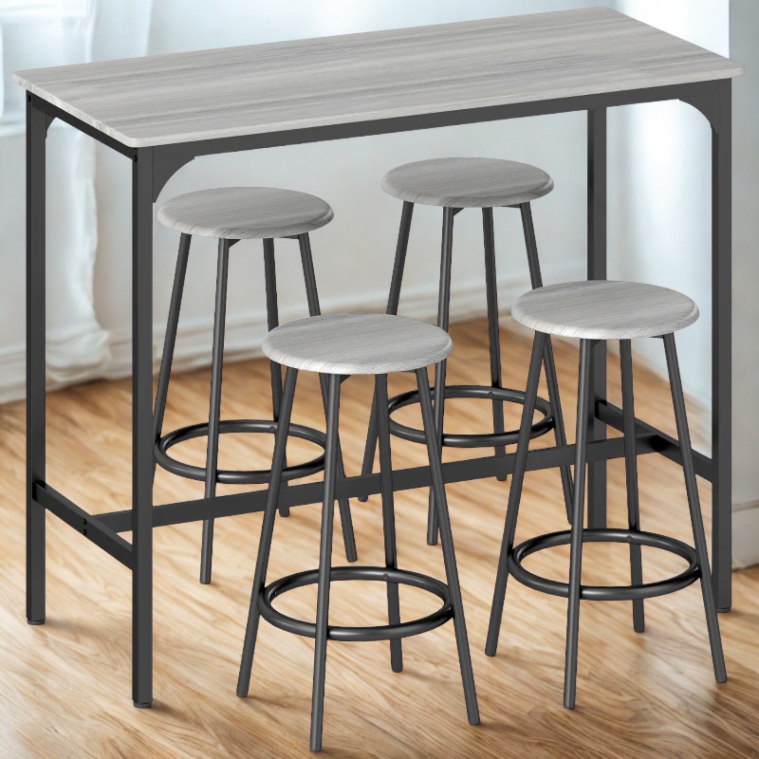 5 Piece Industrial Dining Set - Grey
