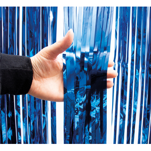 Metallic Tinsel Curtain, 3M x 1M Blue