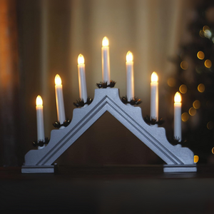 Christmas Silver Wooden Candle Bridge