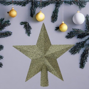 Rosemary Green Christmas Tree Topper Star Glitter Tree Decoration 19cm