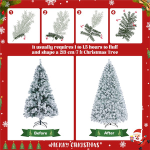 Green & White / 121cm Yaheetech Pre-lit Flocked Artificial Christmas Fir Tree shot 11185143