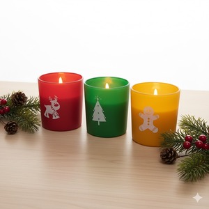 3 Christmas Scented Jar Candles Gingerbread Cinnamon Forest 25H Burn