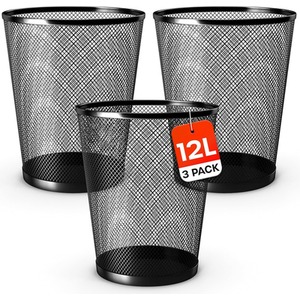Metal Office Bin 12L Mesh Paper Waste Bin Home Office