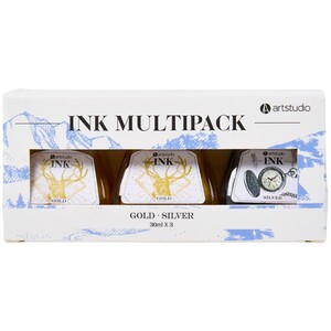 Pack of 3 Gold and Silver Ink Pots